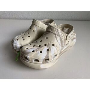 CROCS Classic CRUSH MARBLED Platform CLOG 208265-2Y3 Bone Men’s Sz 12 NEW